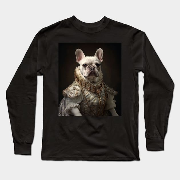 White French Bulldog - Medieval French Princess Long Sleeve T-Shirt by HUH? Designs